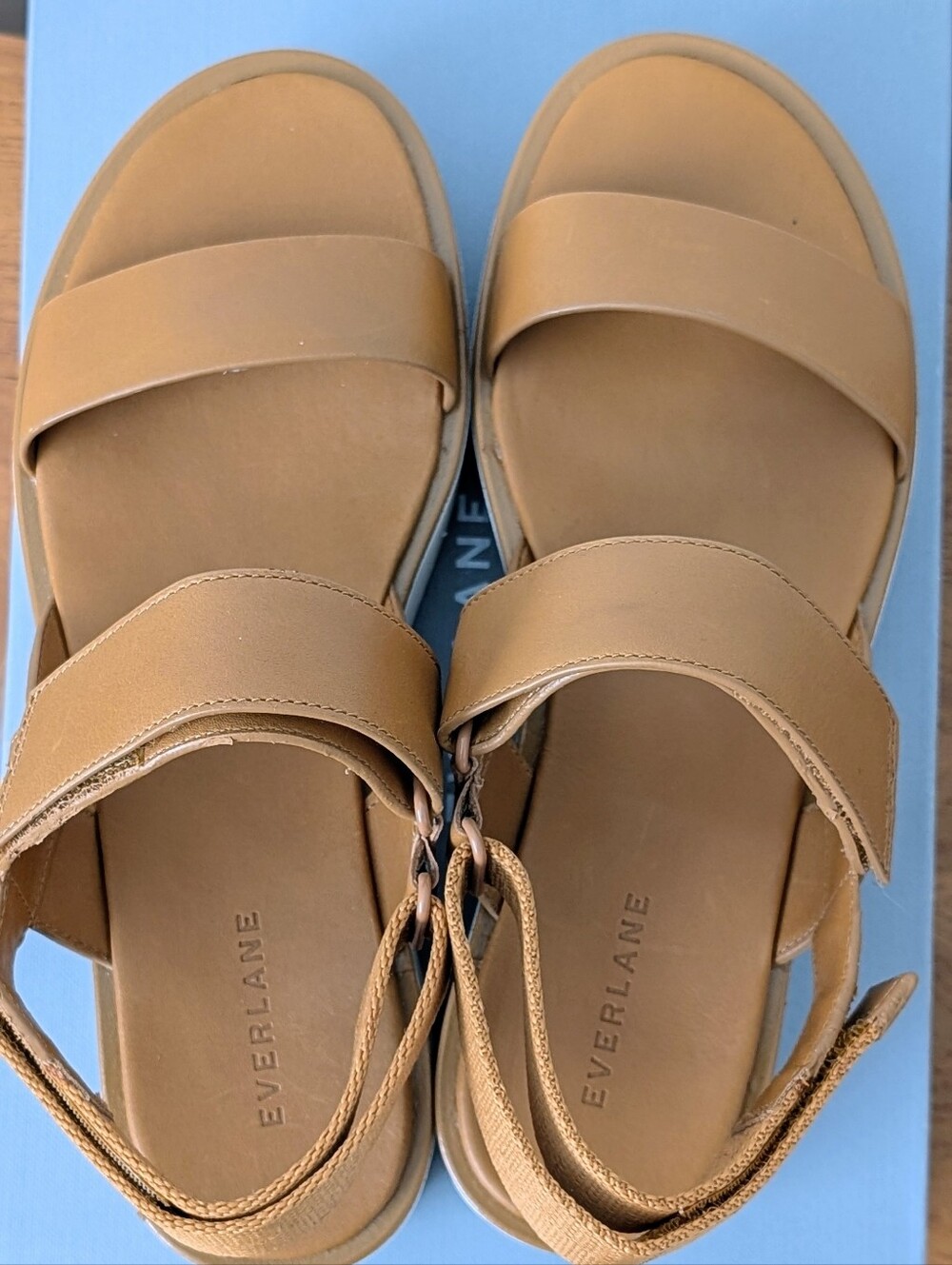 (NEW IN BOX♥️) Everlane Tan Leather Platform Sport Sandals Size 8 Never Worn - Picture 6 of 9